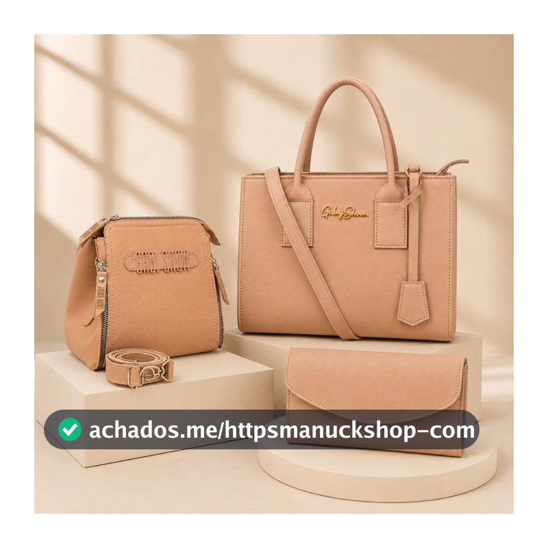 Kit Bolsa De Ombro Feminina Anjik + Borrachinha Bolsa Pequena + Carteira Feminina Chique Versátil
