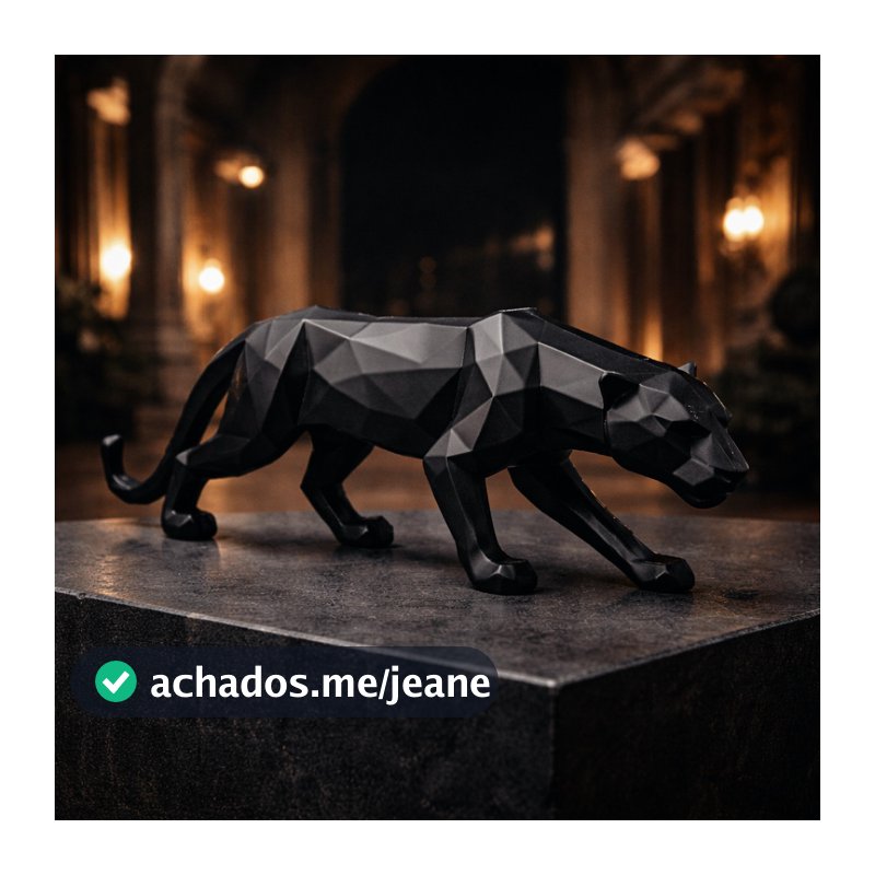 Escultura Pantera Negra Geométrica Estatueta De Decoração Casa Estatua Rack Sala Quarto Preto Branco