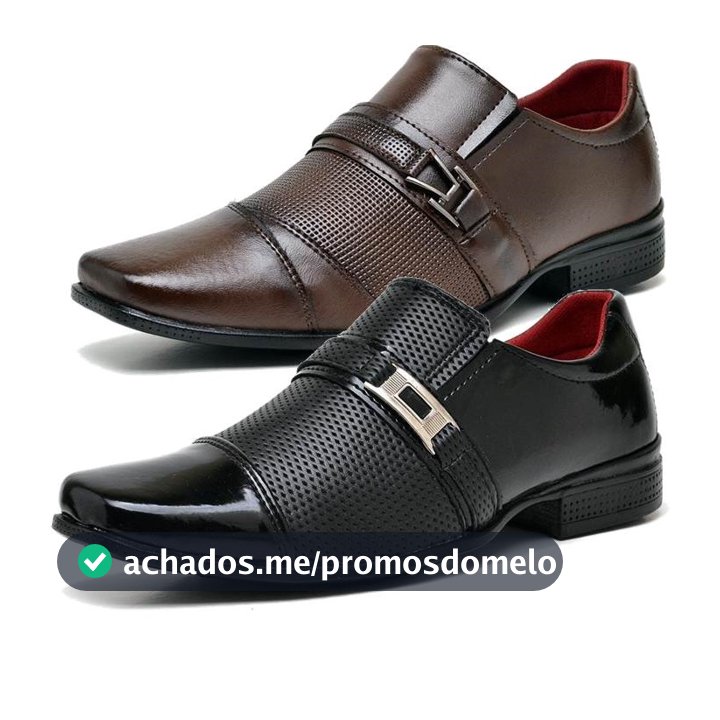 Kit 2 Pares De Sapato Social Masculino Oxford  Preto e Marrom com Fivela Elegante