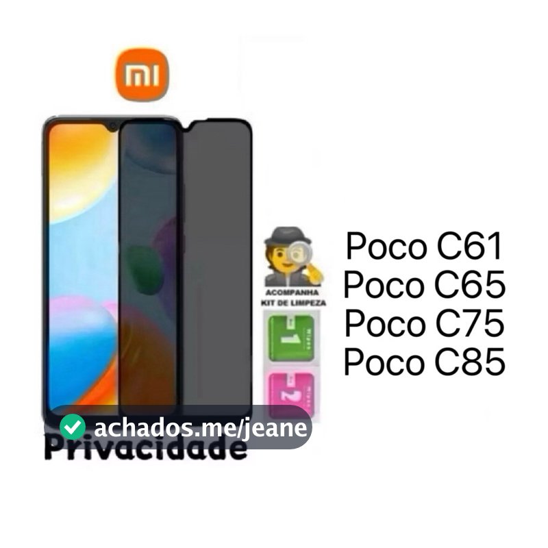 Película de vidro 3D Privacidade Anti Spy Para Xiaomi Redmi Poco C75 C71 C61 C65 C85