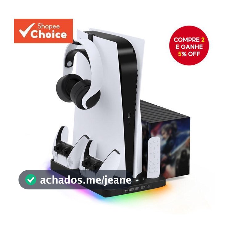 console PS5 base De Ventilador De Resfriamento Multifuncional universal Com Efeito De Iluminação De 7 Cores Gancho Para