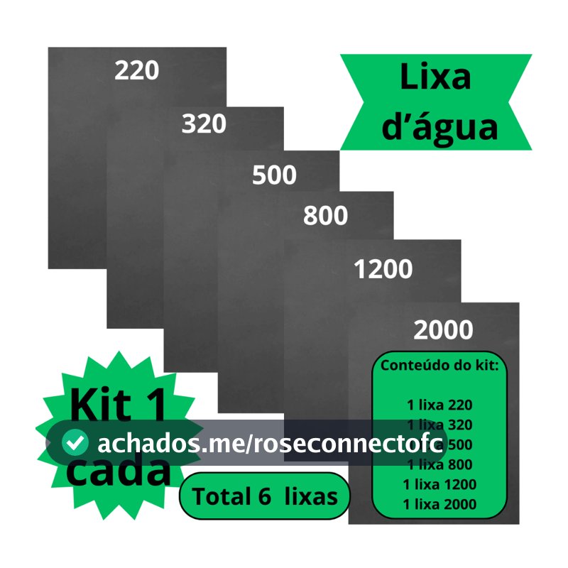 Lixa 220 320 500 800 1200 2000 Kit 1 / 2 Folhas Cada Grana Polimento Metal Plástico Lixamento D'água