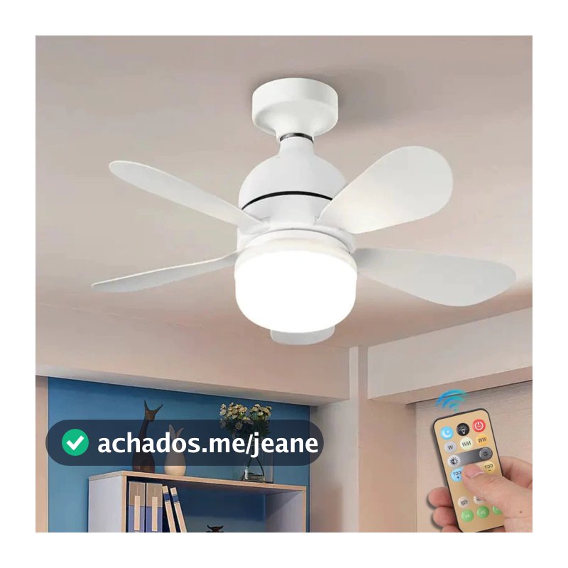 Ventilador de teto Com Luz para Pequenos Espaços (6 Hélices) Controle Remoto Bivolt LED 110V-220V
