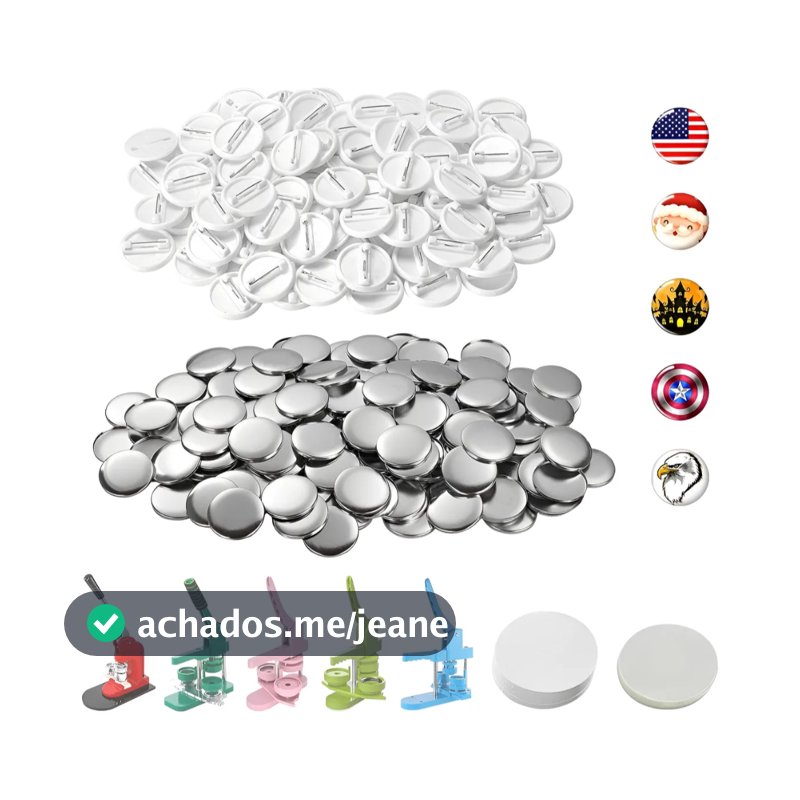 100 Insumos de 44mm Para Máquina de Bottons Profissional Compatível com Prensas Manuais