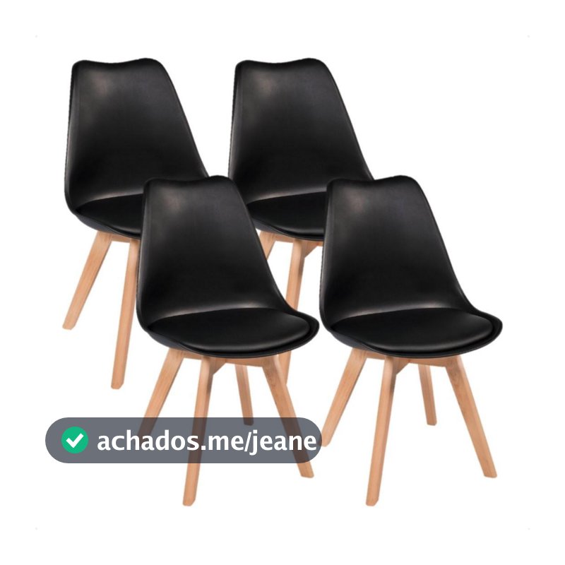 Cadeiras Jantar Leda Eames Kit 4 Charles Luisa Saarinen Design Wood Estofada Base Madeira