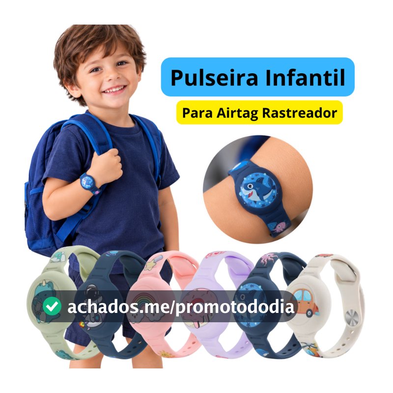 Pulseira Para Airtag Rastreador Localizador GPS Infantil com Estampa Divertida Á prova D'gua Impermeável