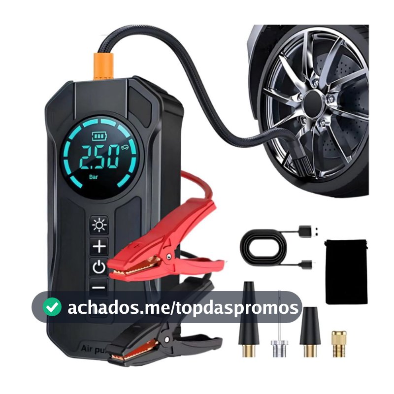 Bomba Compressor De Ar Para Carro E Auxiliar Partida Rápida.