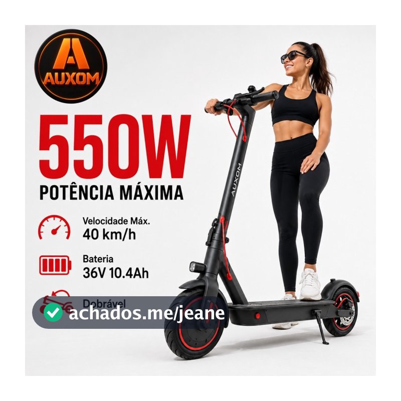 Scooter Eletrica Patinete Eletrico Dobrável Capacidade de App Bluetooth 550W E Luz LED Sinalização - AUXOM