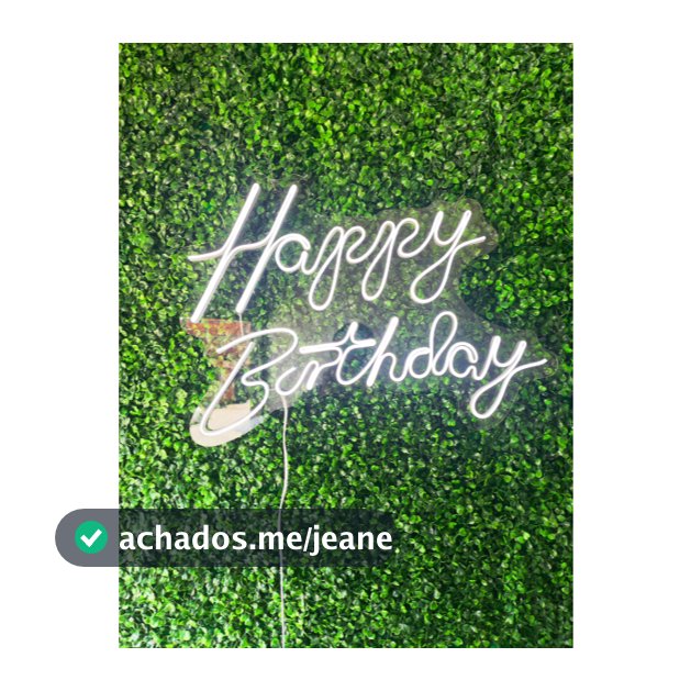 Painel de LED Neon Acrílico 3mm "Happy Birthday" - 50x40 cm fonte 12v