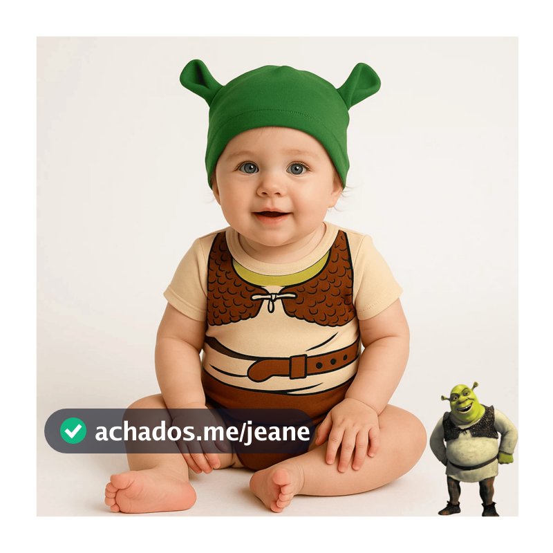Body Bebê Infantil Mêsversário Temático Shrek E Fiona Super Confortável Para Menino E Menina Algodão
