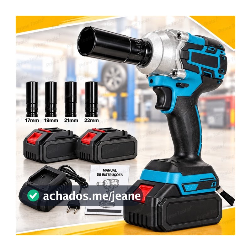 Chave de Impacto Elétrica a Bateria de Lítio Sem Fio Recarregável para Rodas e Porcas Uso Automotivo