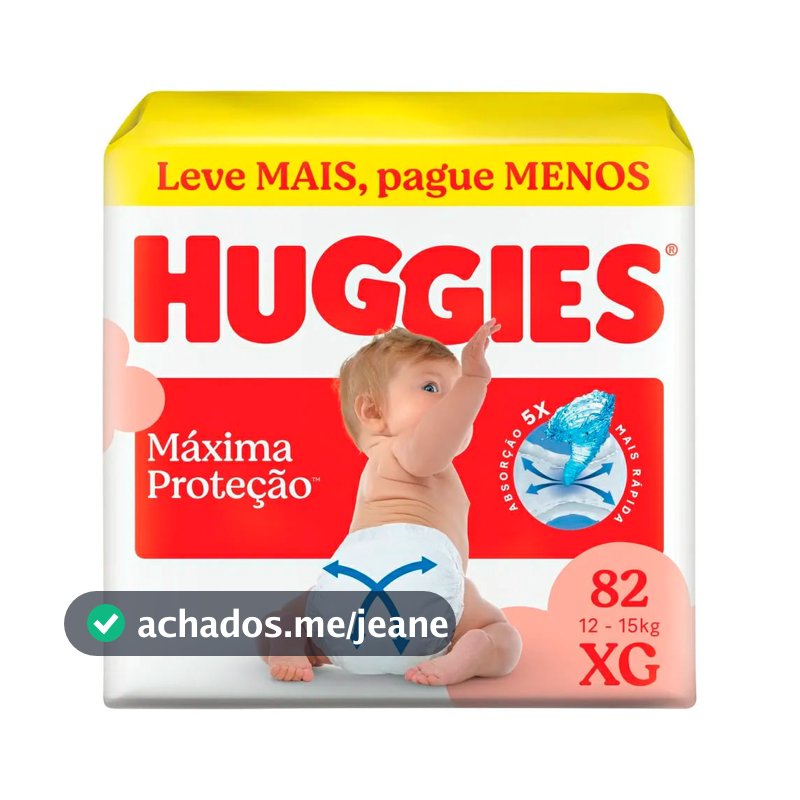 Fralda Huggies Máxima Proteção Tamanho XG 82 Unidades Descartáveis