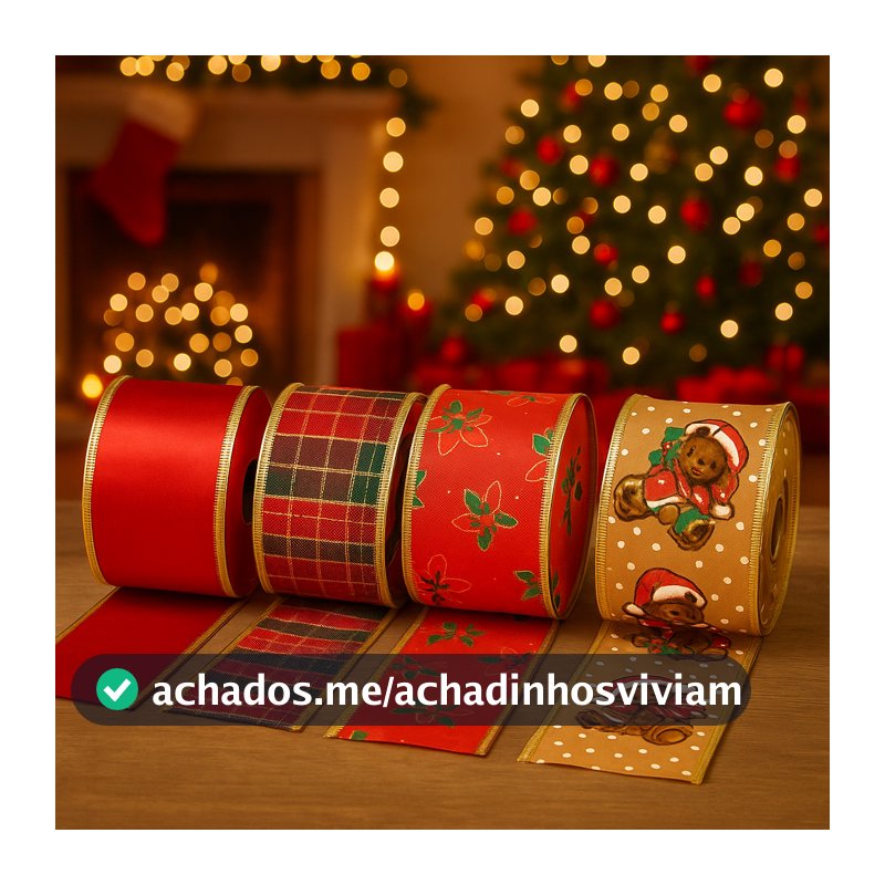 Fita Decoração Natal 10 Metros Decoração Laço Natalino Presente Fita Decoração Arvore de Natal