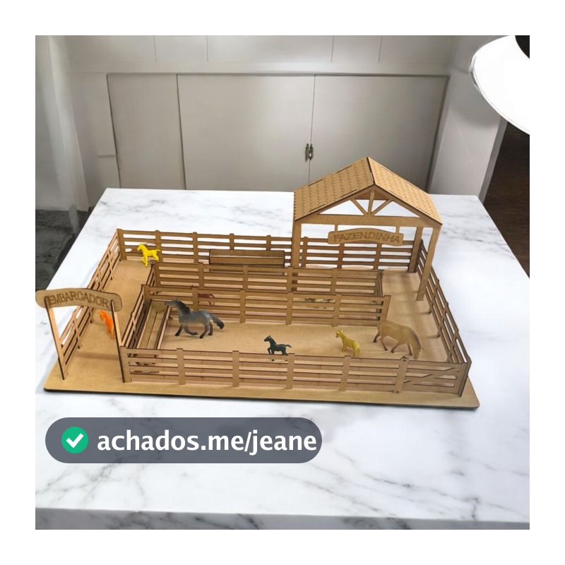 Fazendinha Curral Grande Fazenda Mdf Artesanato Criança Cavalo Boi Mini