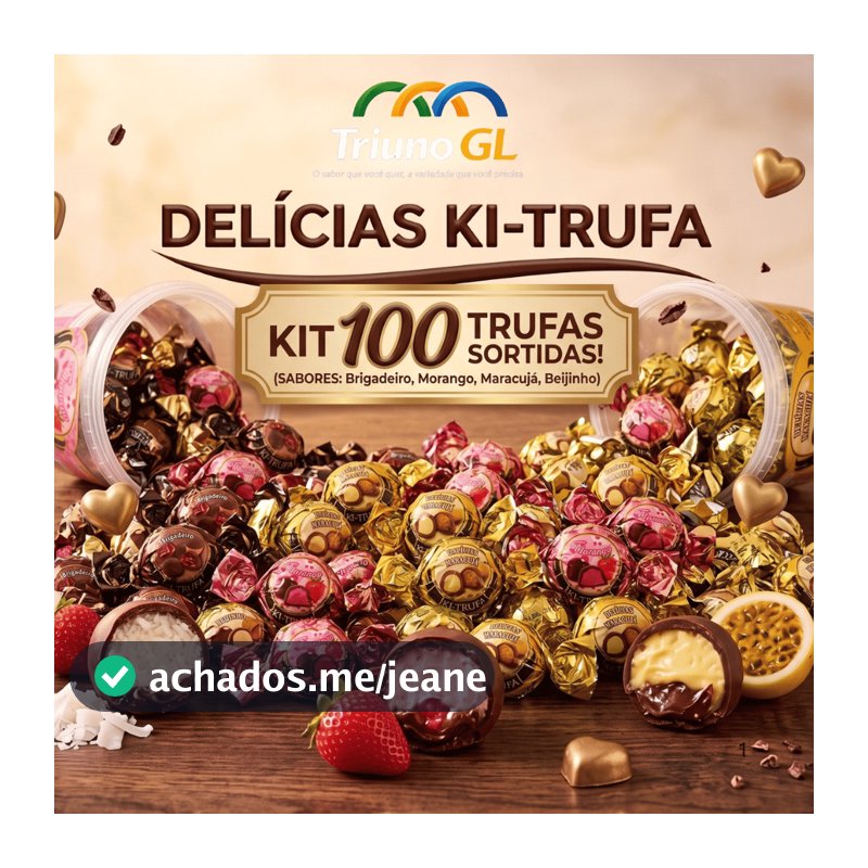 Bombom Trufa Sortida Kit 100 und Ki-Kakau - Festa, Revenda, Brigadeiro, Maracujá, Morango e Beijinho