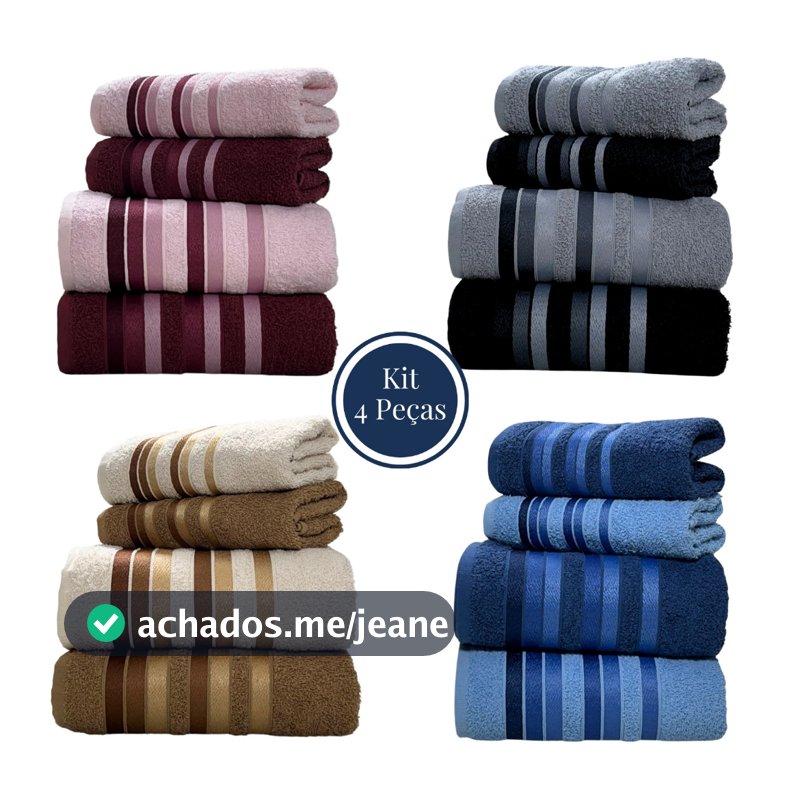 Jogo Toalha de Banho 4 Peças 100% Algodão Grossa Felpuda Super Macia Excelente Absorção New Premier Habitat