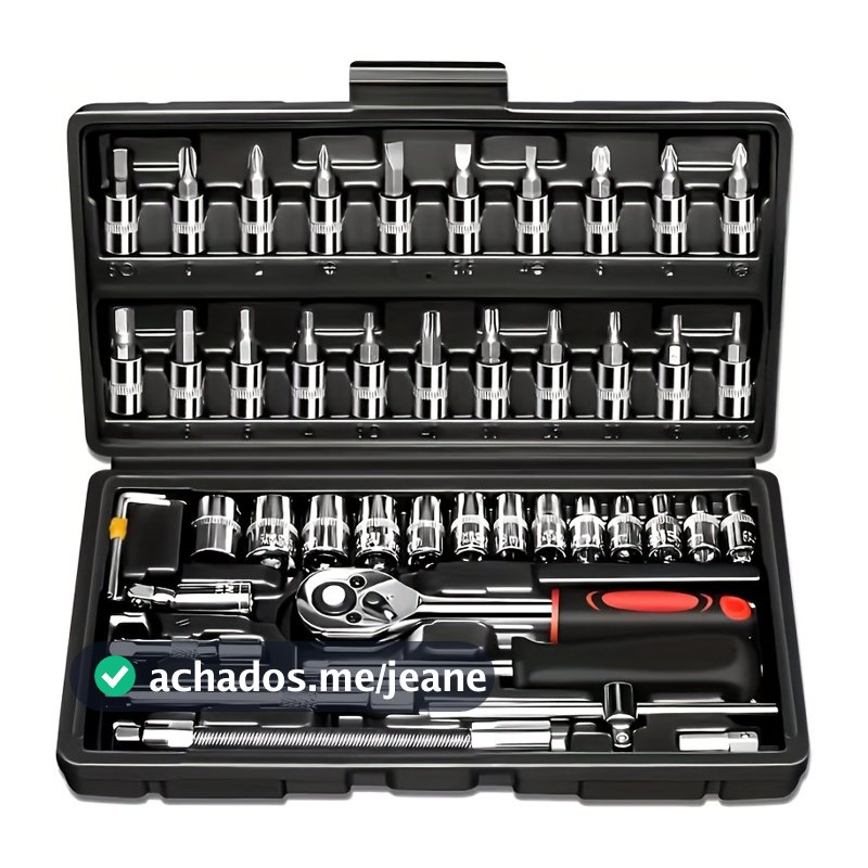 46 Peças Jogo De Chave Catraca Caixa De Ferramentas Completa Reversível Soquetes Maleta