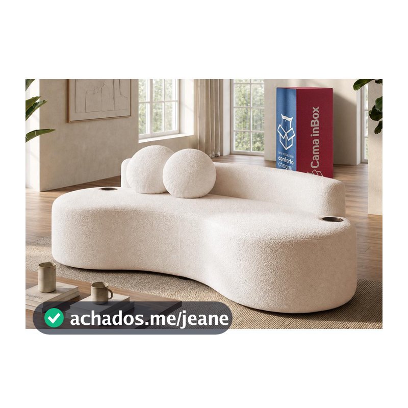 Sofá Veda. 1,88m Xpand Tech Tecido bouclê Cama inBox