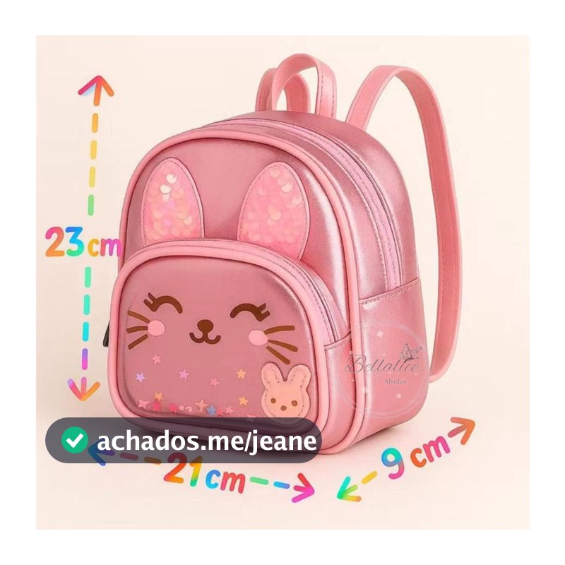 Mochila Infantil Menina 2 a 6 Anos Brilhante Gatinho Creche Pré -Escola Passeio Presente