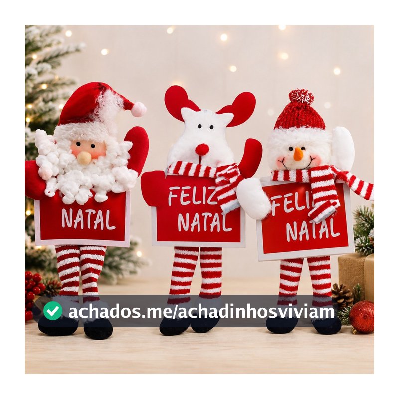 Enfeite De Porta Guirlanda De Natal Feltro Feliz Natal Papai Noel/Rena/Boneco De Neve 30cm
