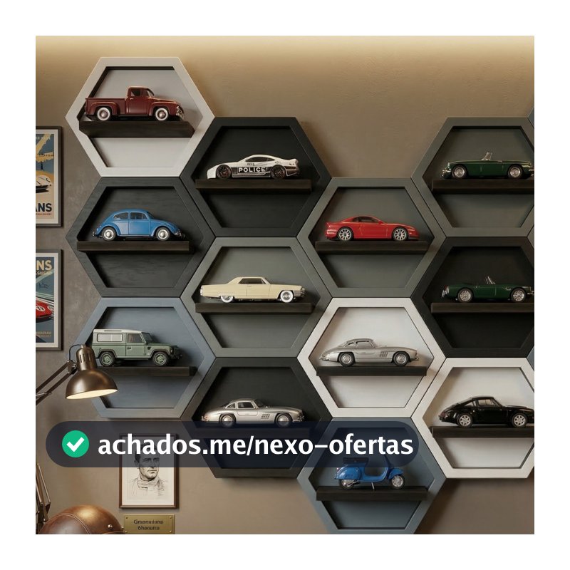 Organizador Carrinhos Formato Hexagonal Mdf Expositor Parede Presente Colecionador Ideal HotWheels