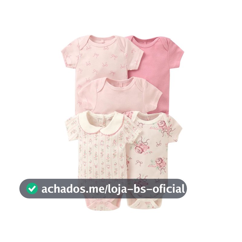 Kit 5 Pecas Body Bebe Manga Curta Algodao Suedine Meninos e meninas-Gama completa de produtos na loja