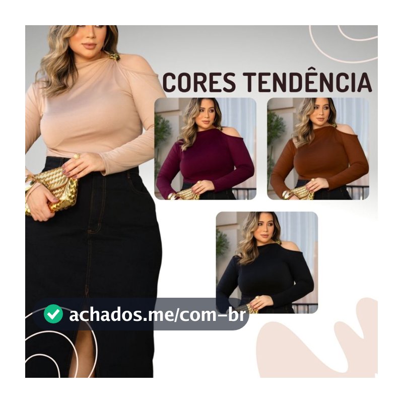 Blusa Feminina Plus Size Elegante Chic e Moderna Manga Longa Outono Inverno Tendência Blusinha Casual Trabalho Social