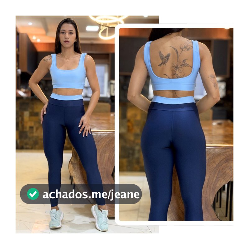 Conjunto de Academia Feminino BICOLOR Calça Legging + Top Regatinha com Alta Compressão