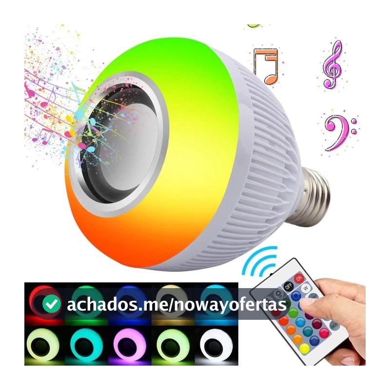 Lampada Bluetooth De Led Caixa De Som C Controle Rgb 12W