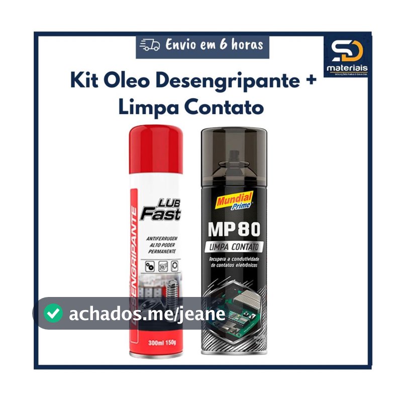 Kit Oleo Desengripante Lub Fast 300ml + Limpa Contato Mundial Prime