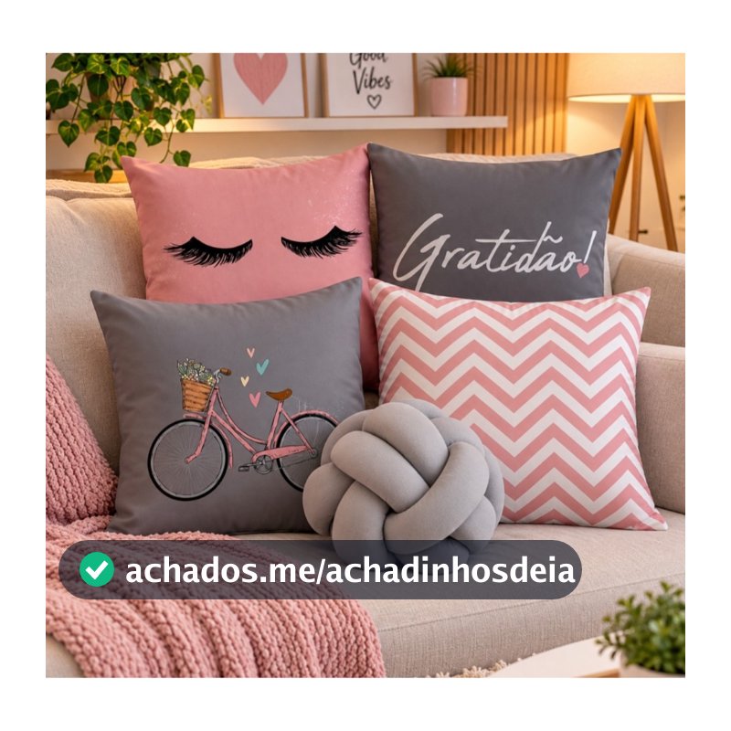 kit Com 04 Almofadas Completo, Capa + Refil + Nozinho