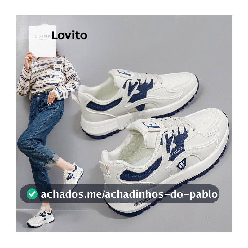 Lovito Branco Tênis Casuais Esportivos Lisos E Confortáveis para Pickleball Estilo Coreano Para Uso Diário E Atividades Ao Ar Livre Para Mulheres LFA45159
