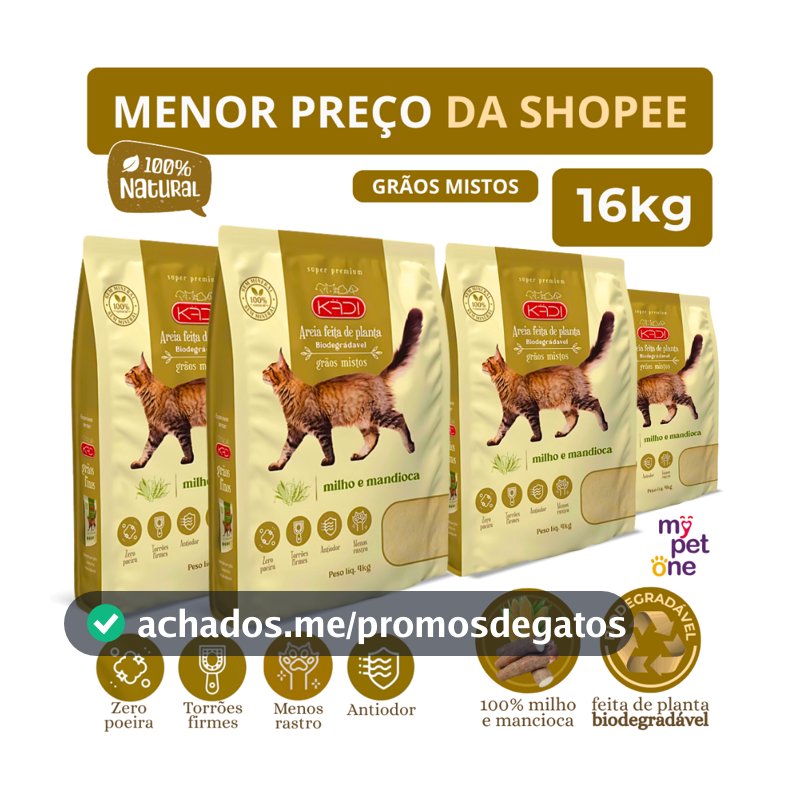 Kit 4 Areia Biodegradável 4 Kg Grãos Mistos - Kadi