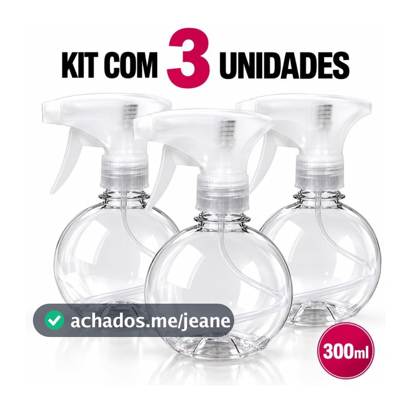 kit com 3 Frasco Borrifador Pulverizador Bolinha Pet 300ml Spray