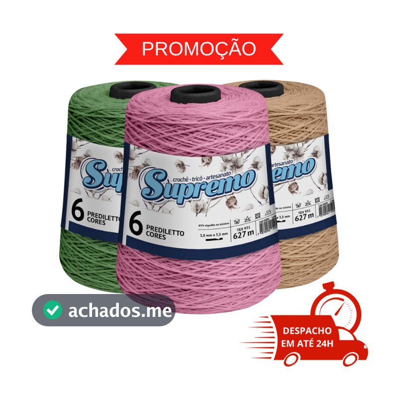 Barbante Supremo Prediletto Cores 600g Fio 6 TEX 931 Algodão Crochê