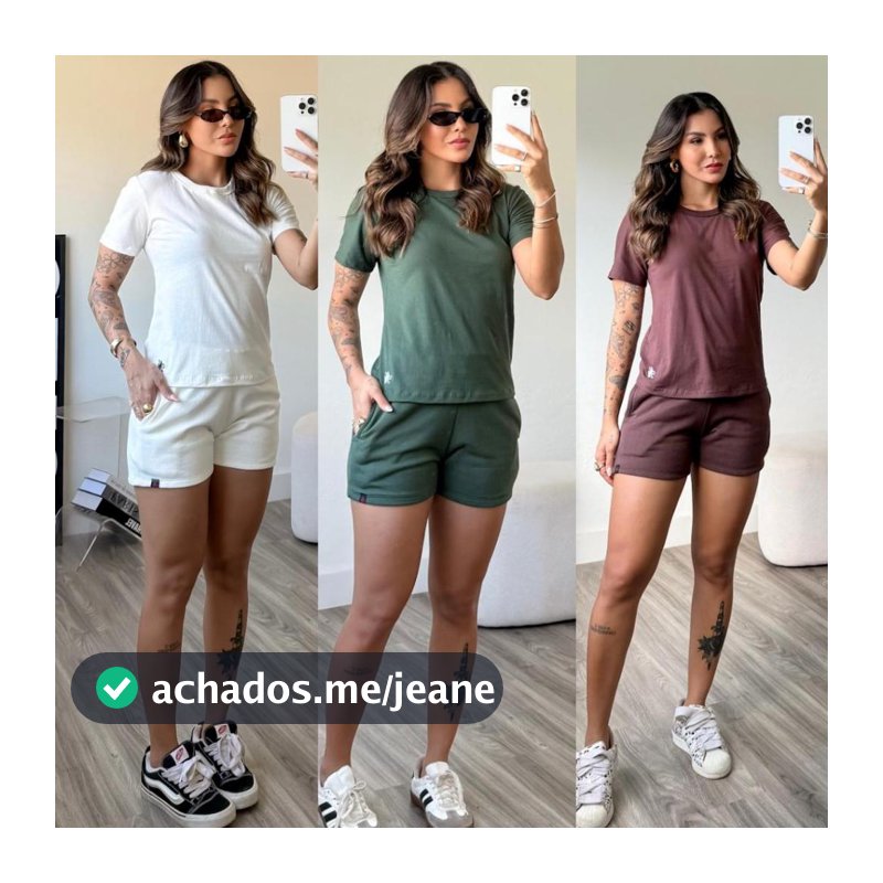 kit 3 conjunto feminino short feminino de moletom camiseta básica feminina blusa mais short de bolso blusa gola o
