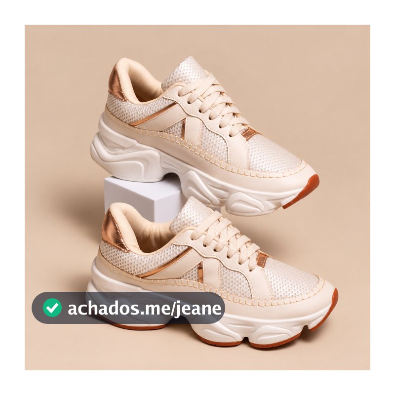 Tênis Feminino Casual Confortável Plataforma Solado Alto Bege Off White Para Passeio e Dia a Dia