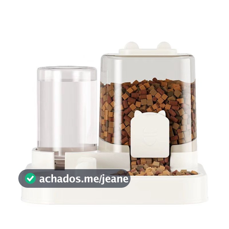Alimentador Comedouro Automático Duplo Ração Pet Cães Gatos Bebedouro