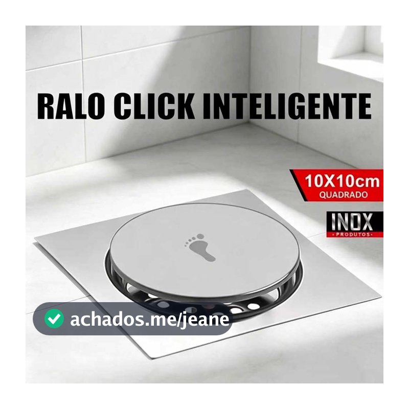 Ralo Click Inteligente Inox 10x10 Banheiro Anti Odor Veda Cheiro Lavabo Cromado Quadrado