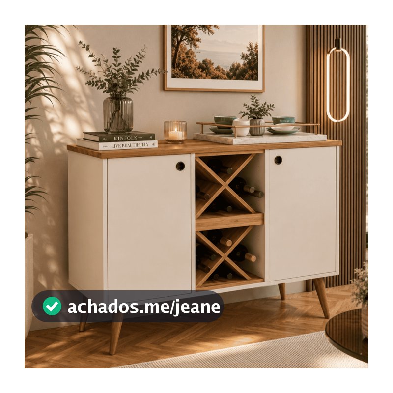Buffet Aparador Cantinho do Café Adega 12 Garrafas Balcão 2 Portas Elegance