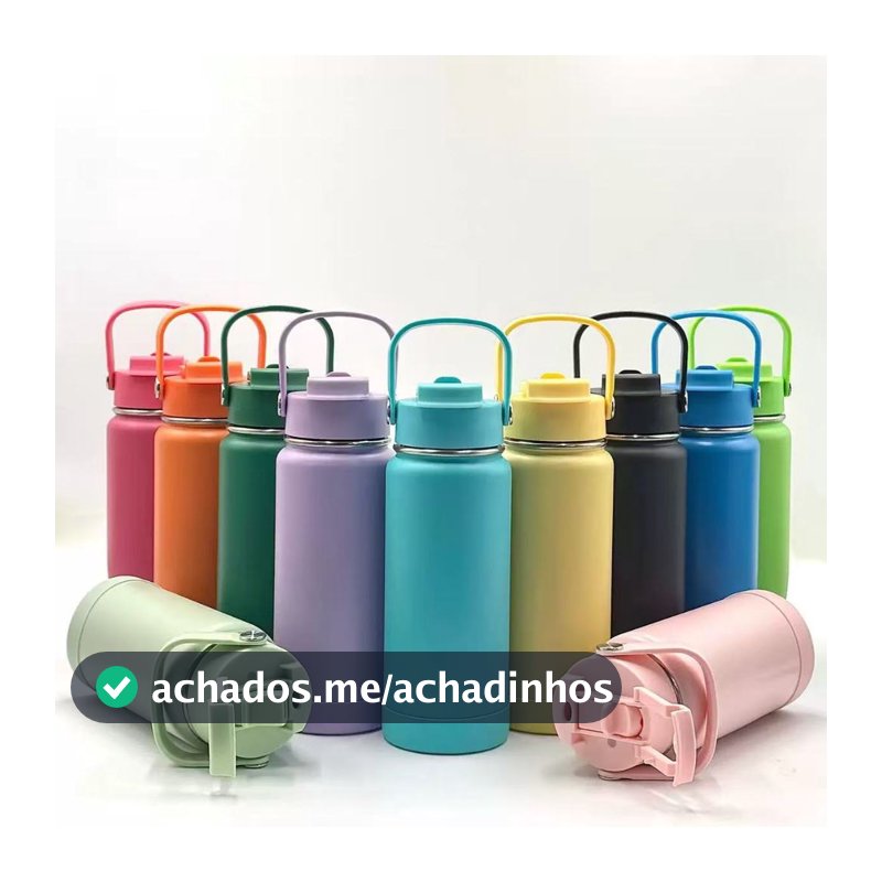 Garrafa térmica inox 350/600/800ml com capa de silicone e design prático