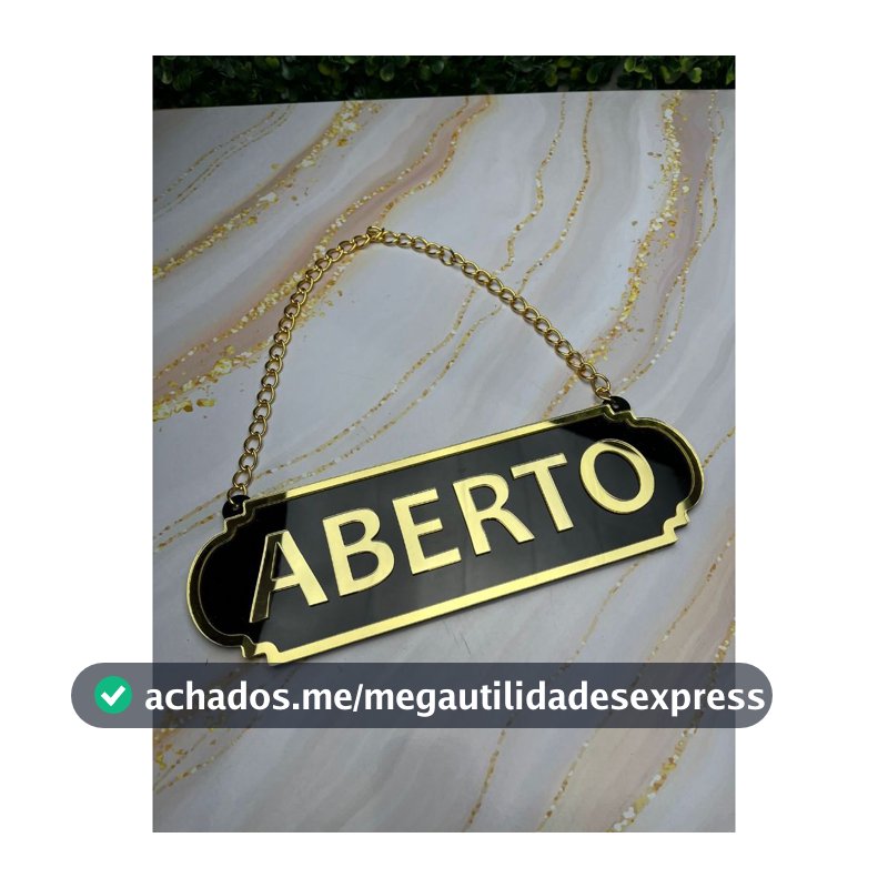 PLACA ABERTO E FECHADO EM ACRILICO ESPELHADO COM VENTOSA