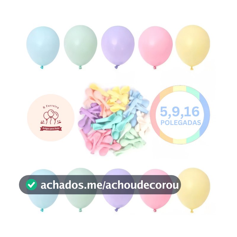 Balão Bexiga para Festa Candy Color 5", 9" e 16" PicPic Cores Pastéis