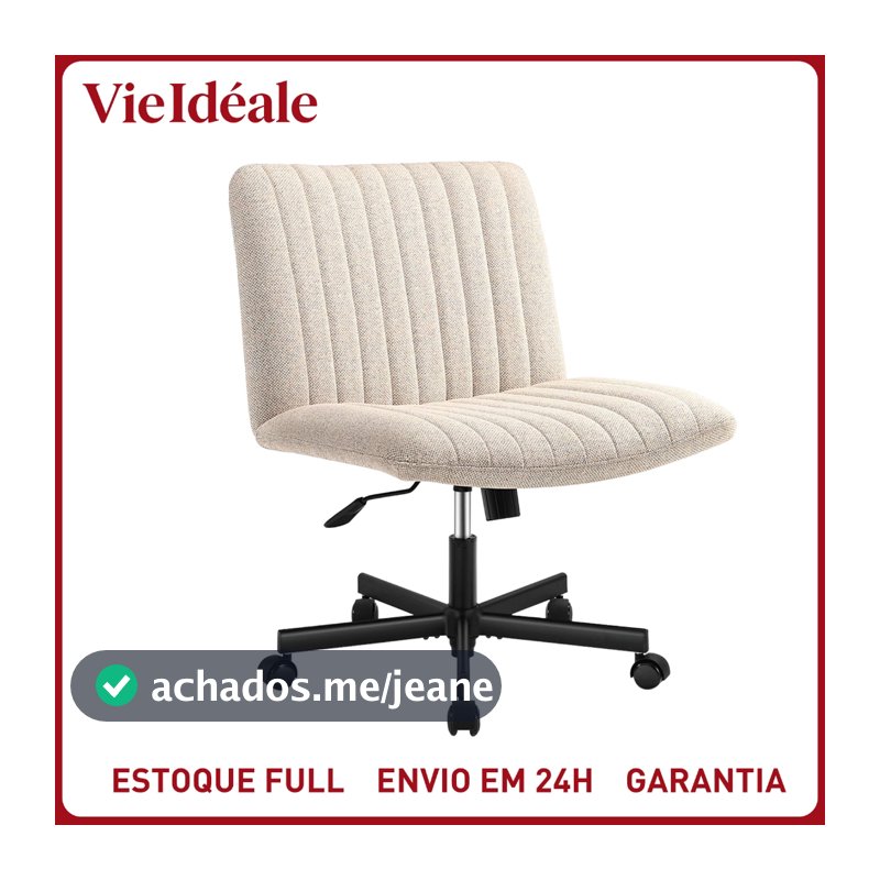 Cadeira de Escritório Ergonômica Confortável com Rodas Giratória - Estofado Acolchoado Grosso, Altura Ajustável