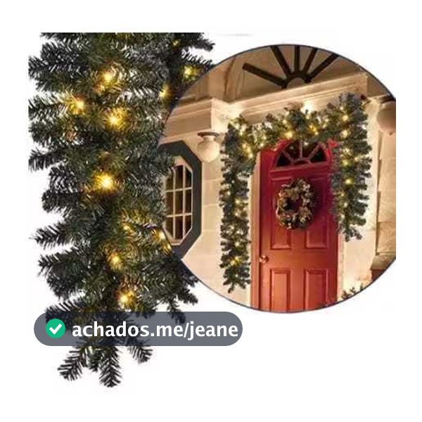Festão Aramado Galhos Verde Cru Enfeite de Natal Rattan Decoração Natalina Ambientes Diversos XL3227