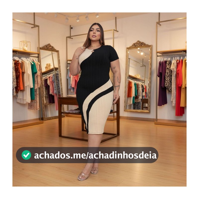 Vestido Midi Feminino Estilosa Manga Curta Tubinho Combinado Plus Size Modelador Tecido Premium