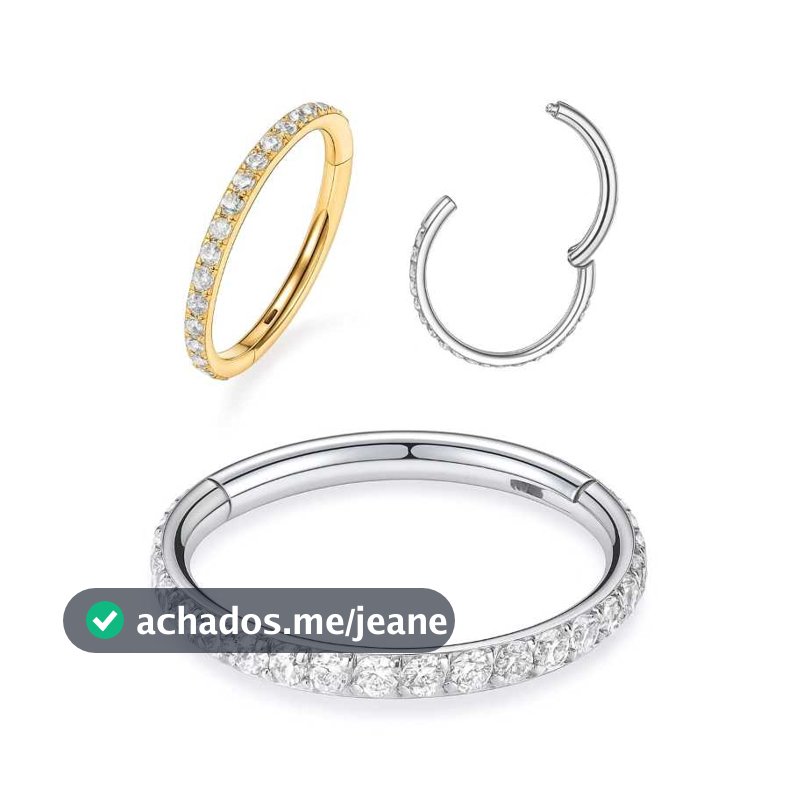 Piercing Argola Clik Titânio PVD Zircônia Cravejada Septril, Rook Conch, Nariz Cultura do Marina Piercing Argola Premium
