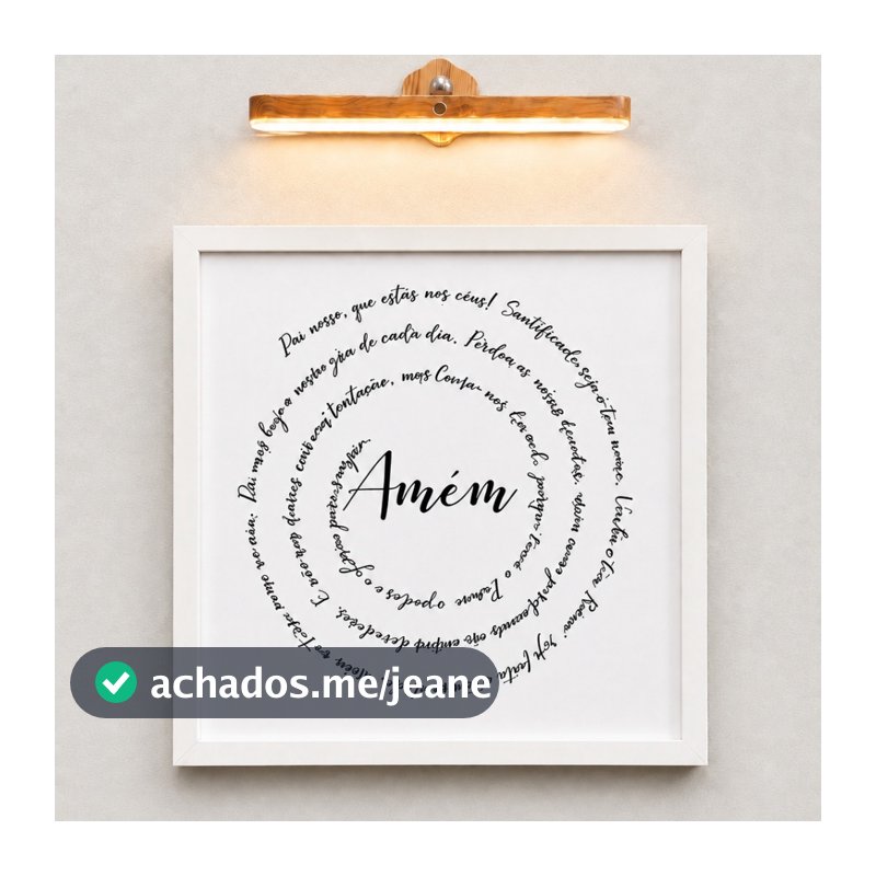Quadro decorativo cobre caixa de luz com moldura RESINADO 43x43 ORAÇÃO PAI NOSSO circular sala/cozinha/decoração/parede