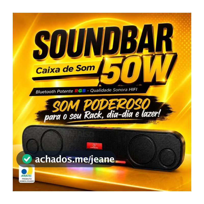 Soundbar e Caixa de Som 50W Bluetooth Potente Premium Home Theater TV PC Gamer Kapbom