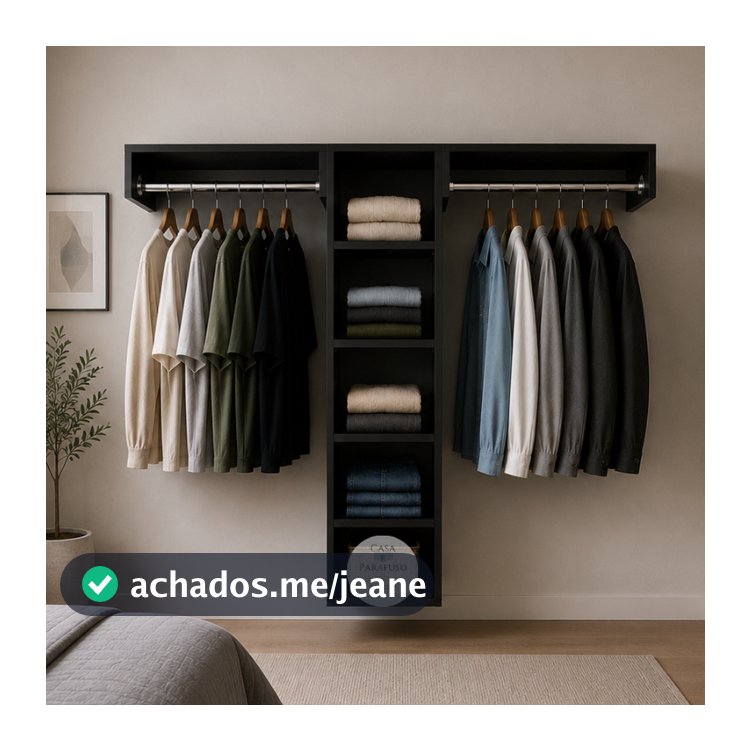 Closet Sapateira Suspensa Arara De Parede  Aberto Com Cabideiro-89